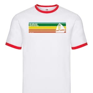 Retro SAIL Unisex Ringer T-Shirt, Sailing Gift For Him Or Her