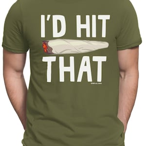 T-shirt cannabis homme en coton - Id Hit That Spliff - T-shirt drôle de marijuana