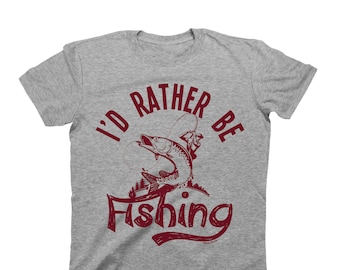 I'd Rather Be FISHING - Tee Cotton - T-Shirt Mens Funny Perfect Gift