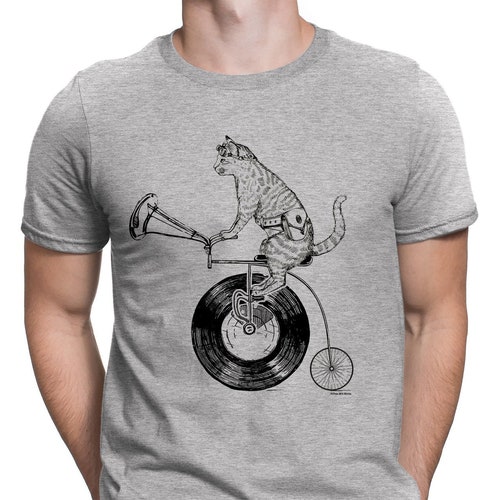 Mens T-shirt CAT VINYL Organic Cotton
