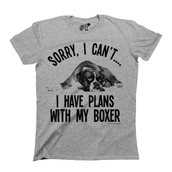 Désolé je ne peux pas avoir de projets avec mon chien boxer - coton biologique - t-shirt homme dames unisexe fit, cadeau durable