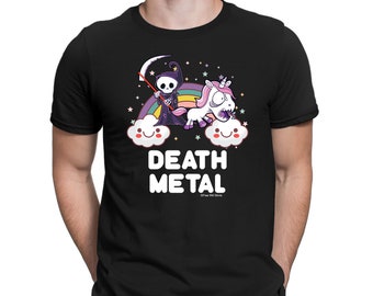 Mens Heavy Metal Music T-Shirt Stanley Stella - Death Metal Grim Reaper Unicorn - Organic Cotton, Sustainable Gift