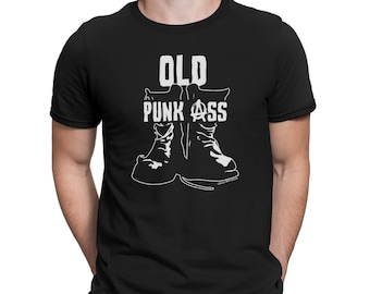 Mens Punk Music T-Shirt Tee Cotton- Old Punk Ass Anarchy