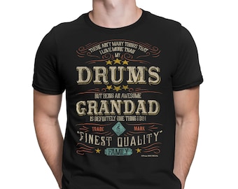DRUMS Grandad - Organic Cotton - Musician Grandfather Unique Drummer Mens T-Shirt