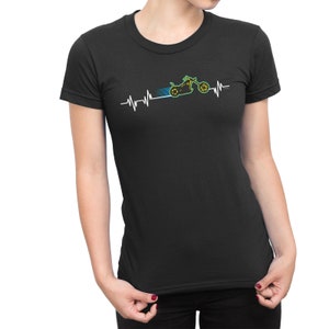 Heartbeat Pulse - Womens Biker Tee Cotton T-Shirt Motorcycle Christmas Gift For Mum Wife Sister Auntie Daughter Girlfriend