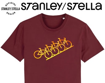 Mens Cycling T-Shirt, Bike Lineart, Cyclist Clothing Made From Tee Cotton