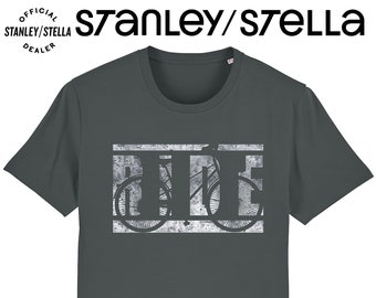 Mens Cycling T-Shirt, RIDE Grunge Steel, Cyclist Clothing Made From Tee Cotton