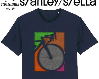 Fiets-T-shirt voor heren, fietslogo, fietskleding gemaakt van biologisch katoen