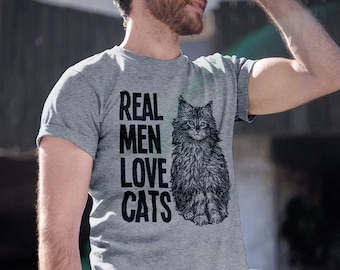 Real Men Love Cats - Tee Cotton - Funny Mens T-shirt