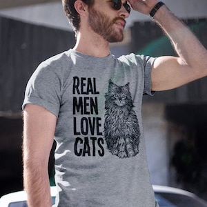 Real Men Love Cats - Tee Cotton - Funny Mens T-shirt