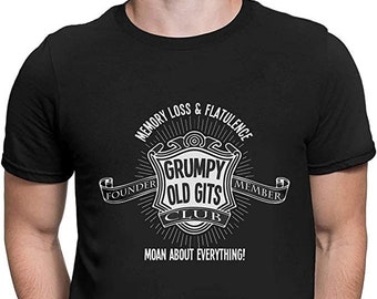 Grumpy Old GITS Club, Moan About Everything Mens Unisex Organic Cotton Novelty T-Shirt, Sustainable Gift