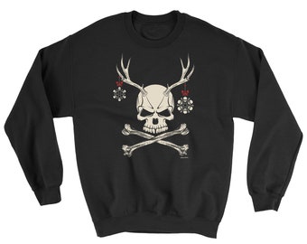 Reindeer Skull GOTHIC, Adults or Kids CHRISTMAS Jumper Sweater Xmas Gift
