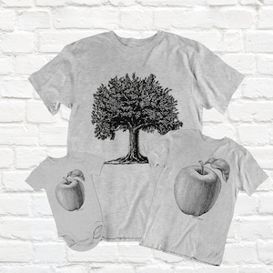 Family Gift T-Shirt, Apple Never Falls Far Tree Print, Tee Cotton, Dad Matching Son Daughter Baby Family, Perfect Gift