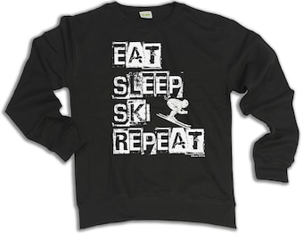 Eat Sleep Ski Repeat Skiing Hoodie Or Organic Sweater Winter Clothing Mens Ladies