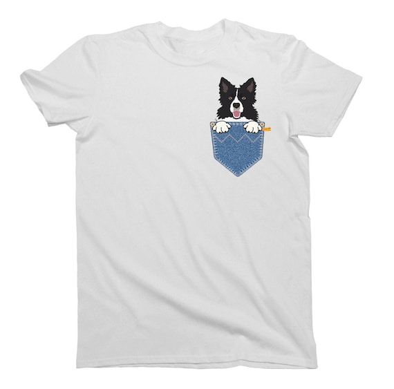 BORDER COLLIE Pocket Dog Organic Cotton T-shirt Mens Womens - Etsy