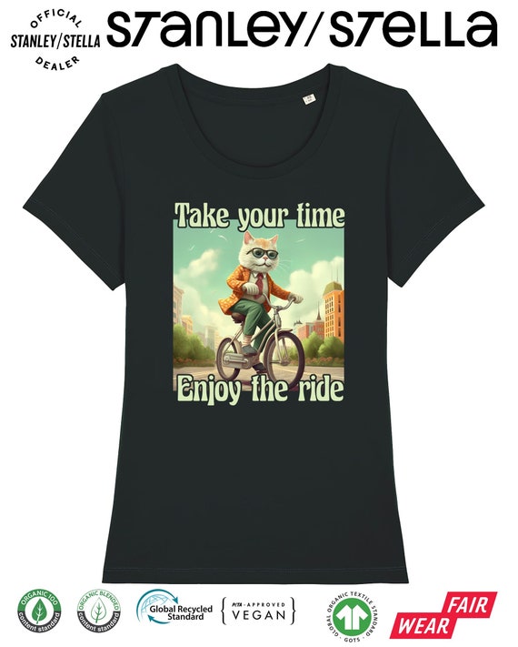 Womens Cycling T shirt Enjoy the Ride Funny Cat Cycling Clothing Made From Tee Cotton Etsy UK