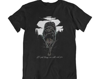 All good Things Are Wild & Free T-Shirt, Wolf Adults Unisex Animal