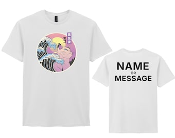 Great Wave Cat T-Shirt, Japanese Aesthetic, Personalised Shirt