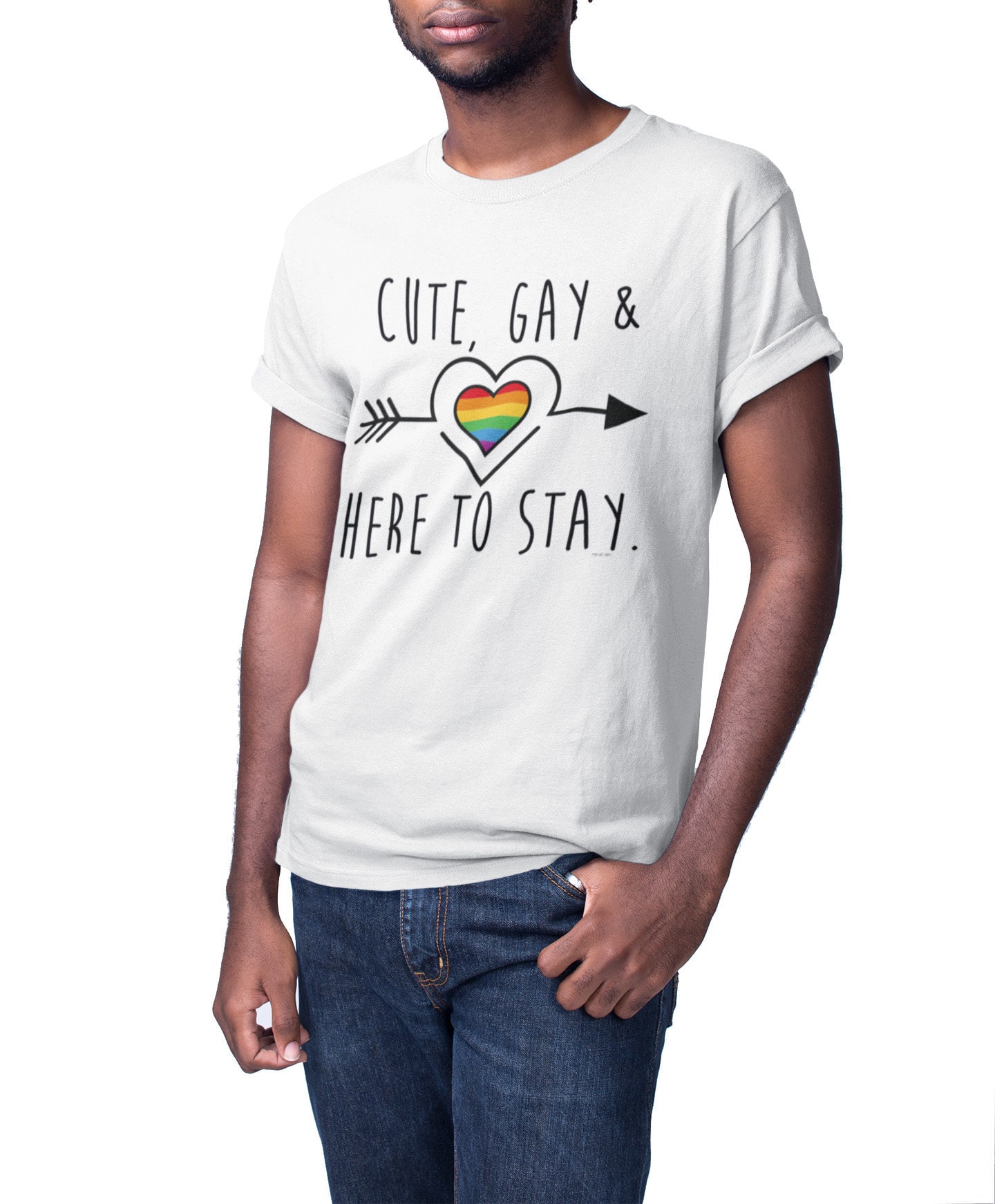 かわいいゲイがここにいる - Tシャツコットン - メンズゲイTシャツLGBT 
