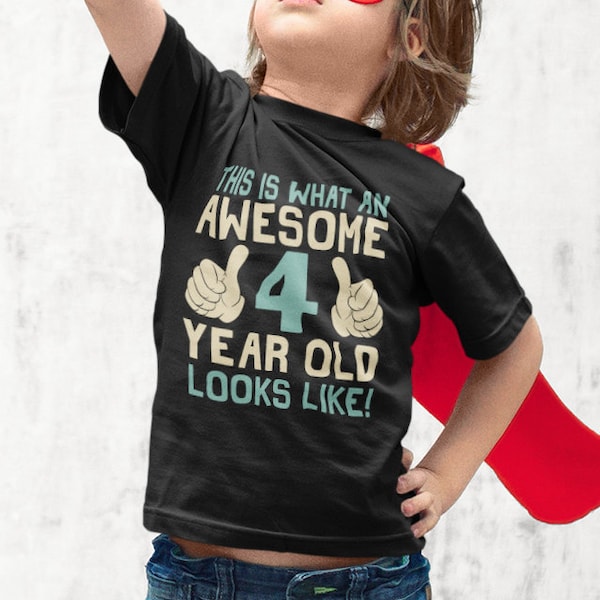 Voici à quoi ressemble un enfant génial de 4 ans - Coton biologique pour enfants - T-shirt d’anniversaire pour garçons filles