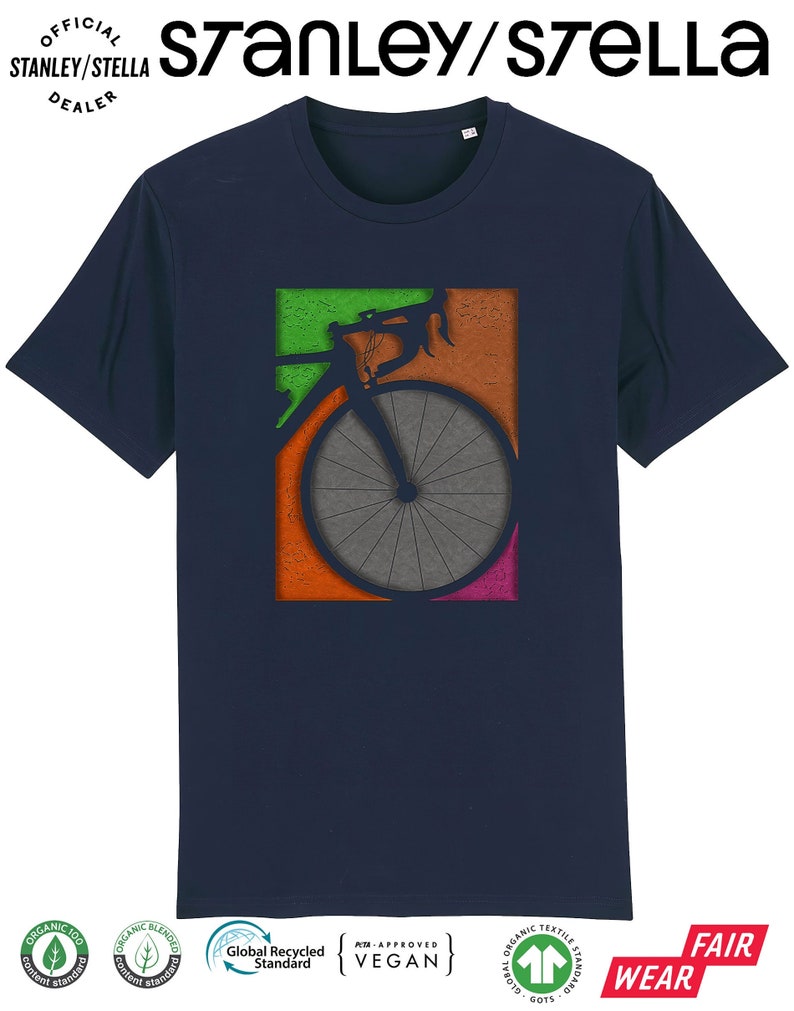 Mens Cycling T-Shirt, Bike Logo, Cyclist Clothing Made From Organic Cotton image 1