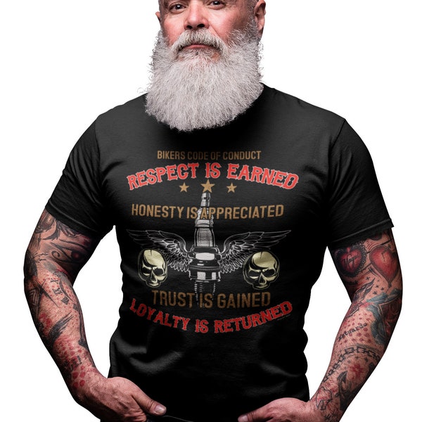 Mens Biker T-Shirt Stanley Stella, Respect Is Earned - Organic Cotton - Motorcycle Motorbike Gift Funny, Sustainable Gift