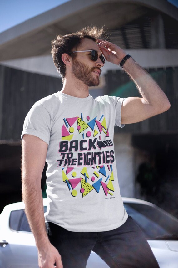 Men 80's T Shirt Fashion Band Tshirts Men 80s MTV Fluorescent