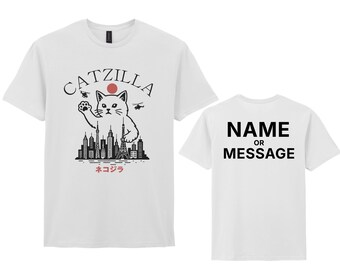 Catzilla Cat City Destroyer T-Shirt, Japanese Style, Personalised Top