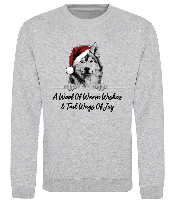 SIBERIAN HUSKY Christmas Dog Sweatshirt Woof Wishes Tail Wags of Joy Cute Xmas Quote Mens Womens Kids Jumper Etsy Ireland