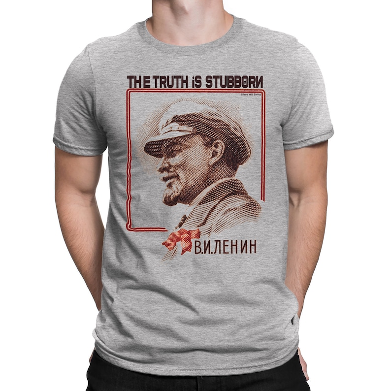 Lenin The Truth Is Stubborn Socialist Organic Cotton CCCP Mens Soviet Union T-Shirt image 1