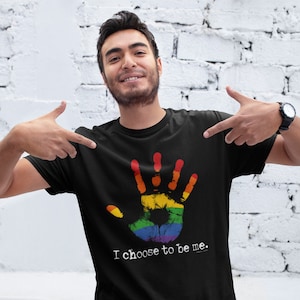 I Choose To Be Me - Tee Cotton - Mens GAY T-Shirt Wave Funny Rainbow LGBT Pride