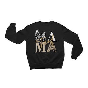 Damen TIRED MAMA Sweatshirt mit Leoparden- und Zebramuster, Weihnachtsgeschenk