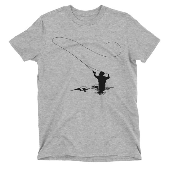 Mens Fishing T-shirt, Fly Fishing Gift for Him, Organic Cotton