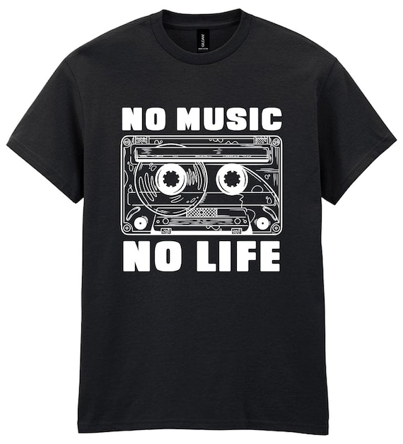 No Music No Life T-shirt, Mens Womens Unisex, Retro Cassette Tape