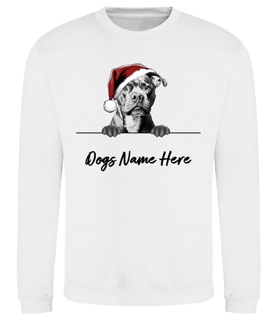 Sweat shirt personnalise pour chien de Noel STAFFORDSHIRE BULL TERRIER pull pour homme femme et enfant ajouter le nom du chien Etsy France