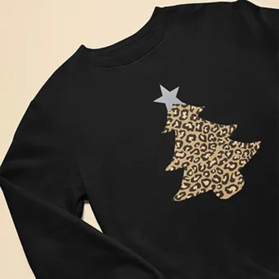 Silver Shimmer Leopard Print Christmas Tree Sweatshirt Womens or Kids Christmas Jumper Perfect for Christmas Unisex Fit Etsy UK