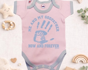 Me and My Godfather Now and Forever Babygrow – Father Baby Handprint Pink Bodysuit