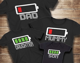 Battery Family Shirts, Battery Recharge, Daddy Low Battery, Mom Low ...