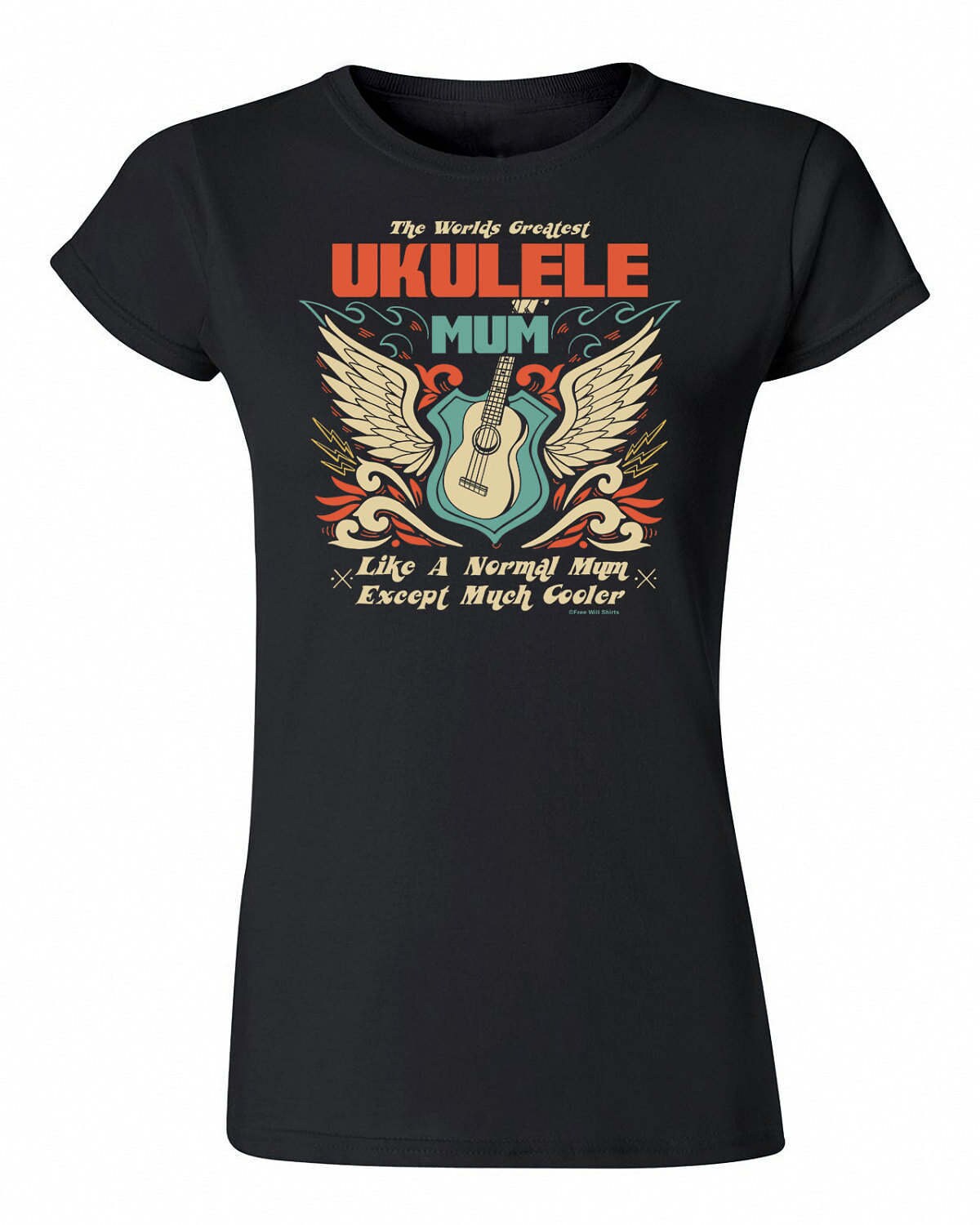 Womens T-Shirt Worlds Greatest UKULELE Mum Except Much Cooler Music Womens T-Shirt Worlds Greatest UKULELE Mum Except Much Cooler Music