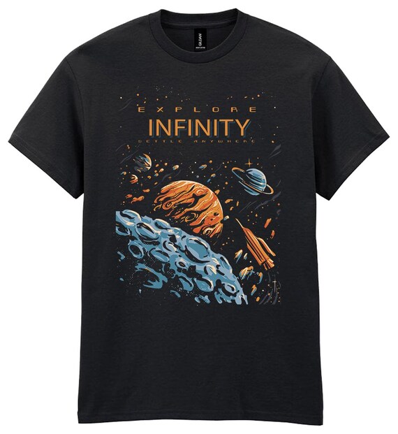 Explore Infinity Planets Themed T-shirt, Mens Womens Unisex Space