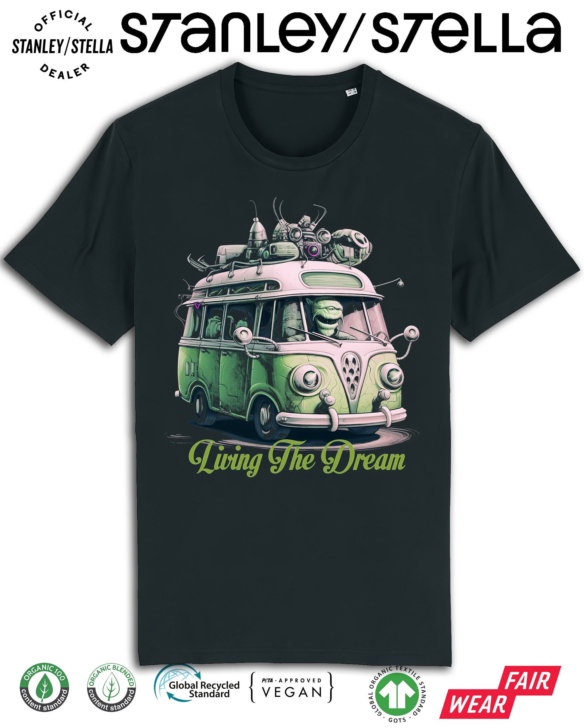 Camiseta de furgoneta camper ALIEN Living The Dream divertida autocaravana con tematica espacial OVNI regalo para hombre o mujer Etsy Espana