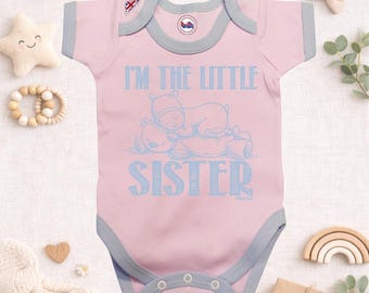 I’m the Little Sister Baby Grow, Baby Sleeping on Teddy Bodysuit