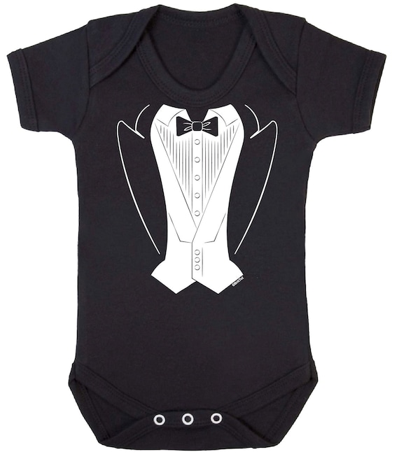 Tuxedo Funny Babygrow 100% Tee Cotton, Boys Girls Eco-friendly