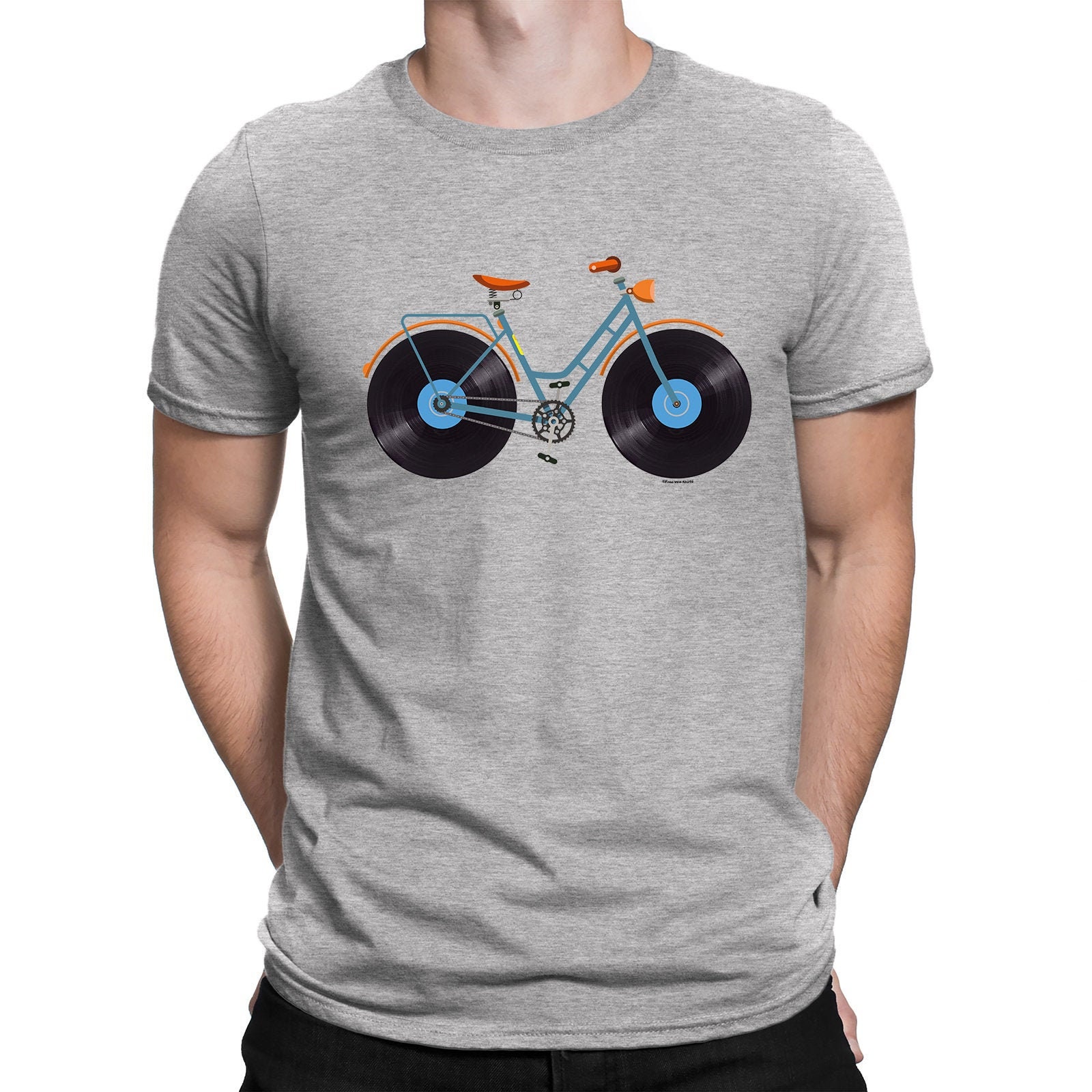 Mens T-shirt VINYL BICYCLE LP Record - Tee Cotton - Music