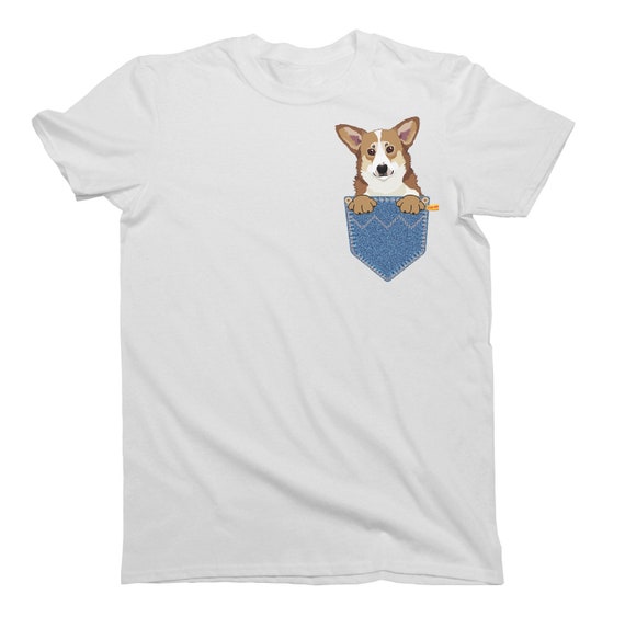 Welsh Corgi Tee With Pocket Detail For Men Women Children Welsh Corgi Tee With Pocket Detail For Men Women Children