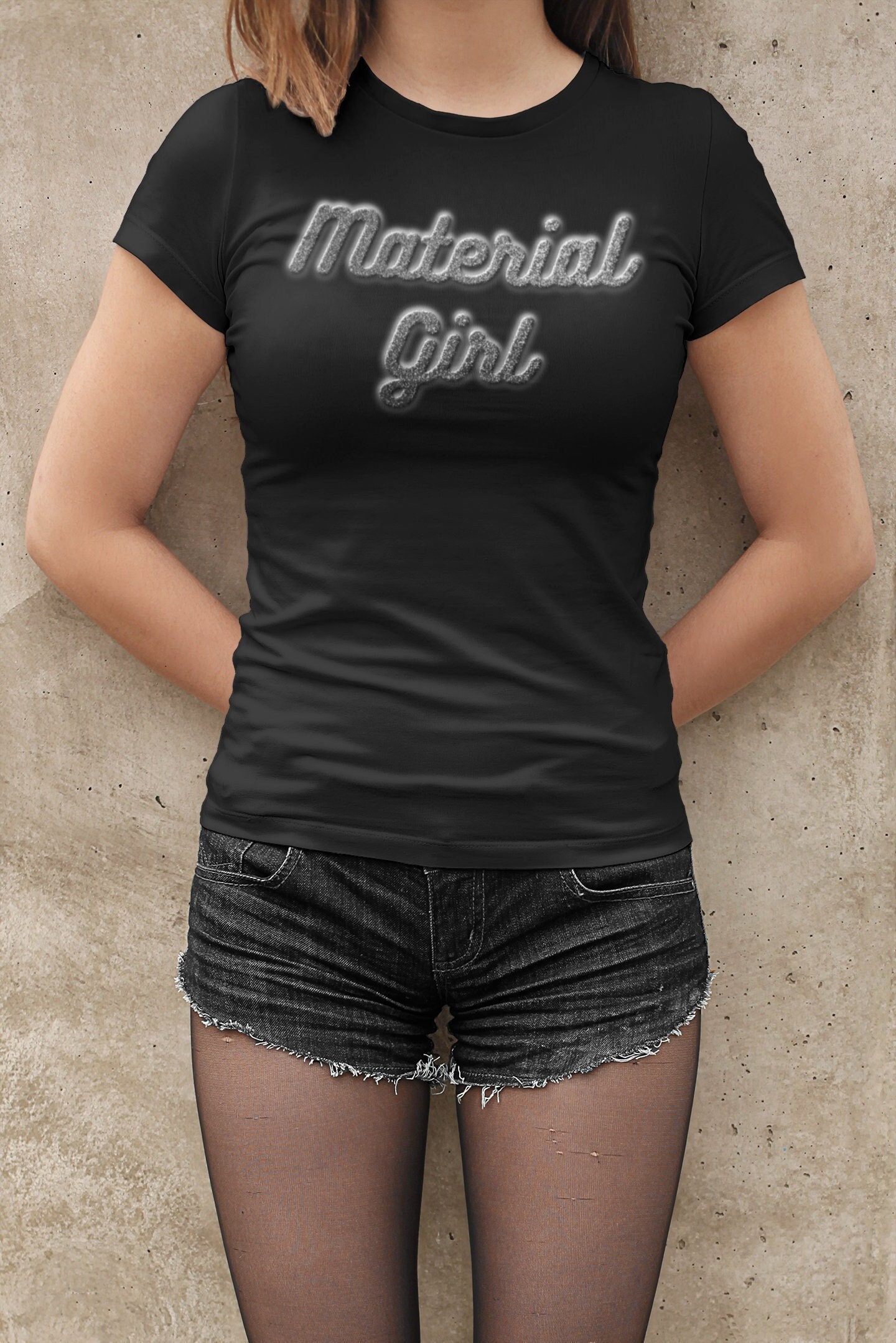 Material Girl 80s Glitter Effect Womens T shirt Organic Cotton