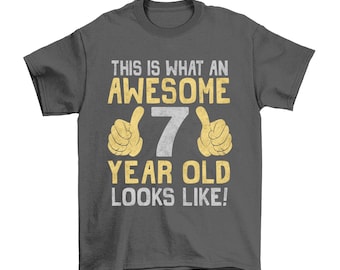 Boys Girls 7th Birthday T-Shirt, This is What an Awesome 7 Year Old Looks Like, Nice Gift