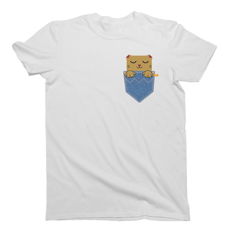 Pocket CAT Tee Cotton Tshirt Mens, Womens or Kids Etsy UK