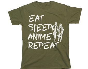 Eat Sleep Anime REPEAT T-Shirt Mens Ladies Unisex Fit Funny Retro
