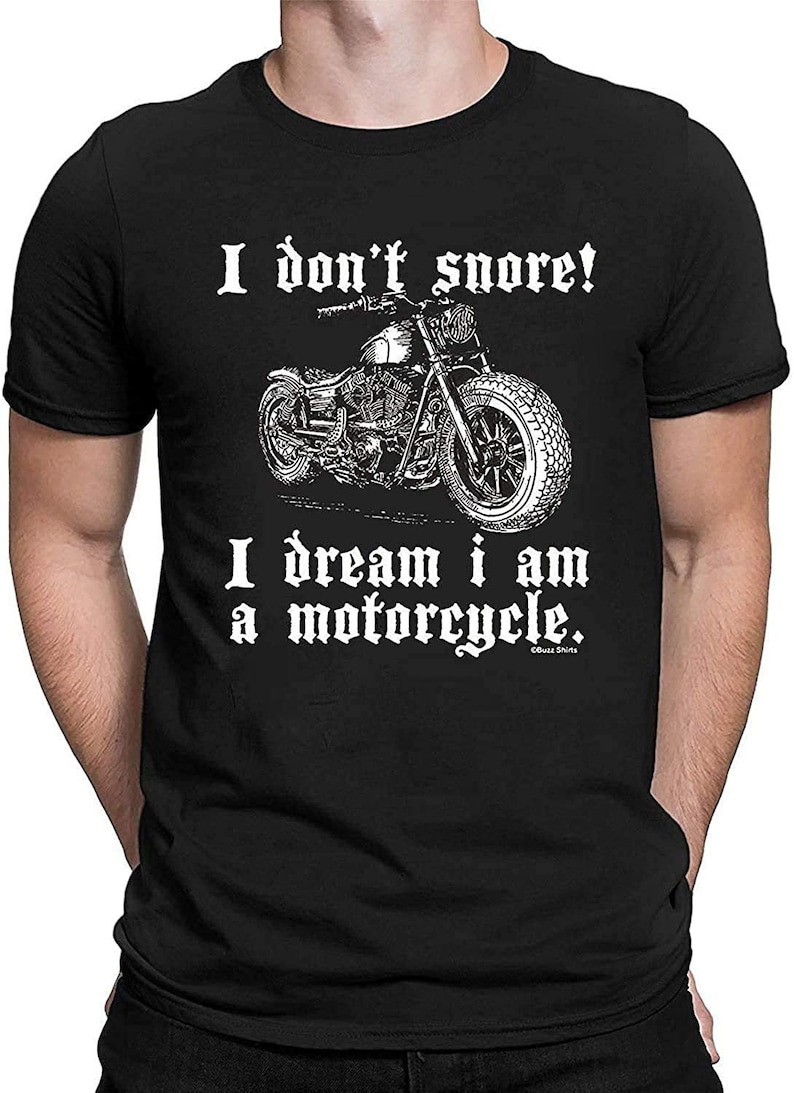 Umweltfreundliches Herren Biker T-Shirt Vatertag, ich schnarche nicht, ich träume, ich bin ein Motorrad, Bio Stanley Stella Weihnachts oder Geburtstagsgeschenk Bild 2